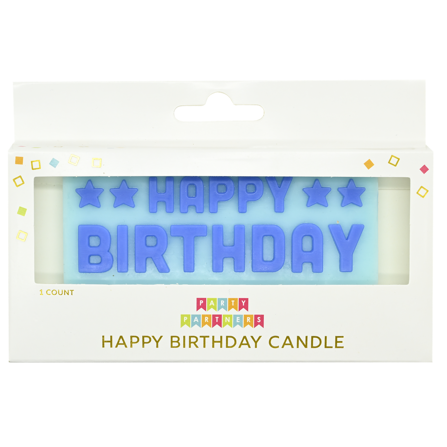 Blue Happy Birthday 3D Block Text Candle